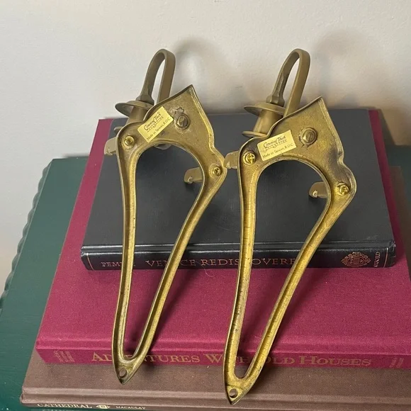 Crowning Touch Solid Brass Vintage Candlestick Wall‎ Sconces w Plate Display